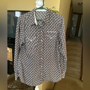 Men's Paisley Print Western Snap Button Shirt with Company Logo